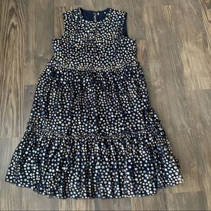 Navy Tiered Layered Dress with Sparkly Circle Designs